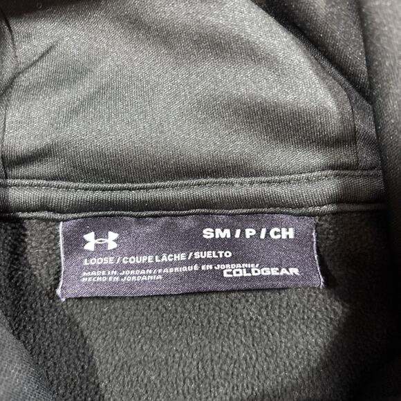 Under Armour ColdGear Hoodie Men’s Small Black Big Logo Fleece Pullover S - Picture 7 of 8